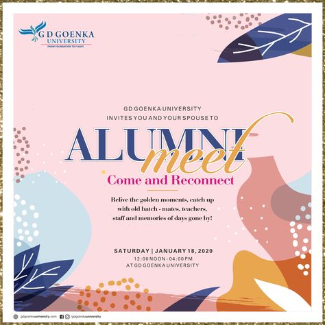 Alumni Meet Decoration, Alumni Meet Poster, Alumni Event Ideas, Alumni Homecoming, Alumni Reunion, Alumni Events, Wedding Ceremony Decorations Outdoor, Best Universities, Reunion Invitations