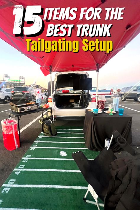 High School Tailgating Ideas, Tailgate Tv Setup, Tailgating Ideas Setup, Ultimate Tailgate Setup, Tailgate Setup Ideas Football, Tailgate Tent Decorating Ideas, Tailgate Setup Ideas, Tailgate Setup, Tailgating Hacks