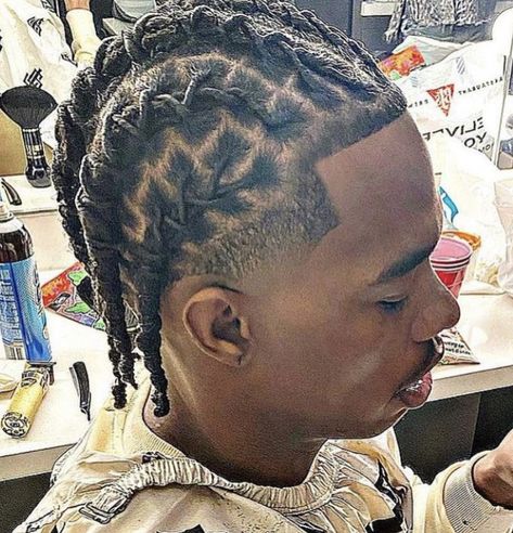 Locs Braided To The Back Men, Dreads Styles Men Short, Braids For Dreads Men, Haircuts For Dreads, Loc Braid Styles For Men, Dreads Styles For Men Braids, Dreads Braided Men Style Long, Dreads Braided Men Style Short, Loc Styles For Men Braids