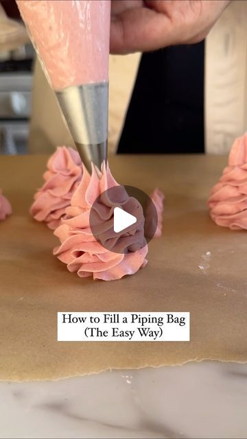 How To Put Piping Tip On Bag, How To Fill A Piping Bag Video, How To Put Frosting In A Piping Bag, Piping Bags Diy, How To Set Up Piping Bag, Pipping Bag Technique, How To Fill Piping Bag, How To Make A Piping Bag, How To Use Frosting Tips Piping Bag