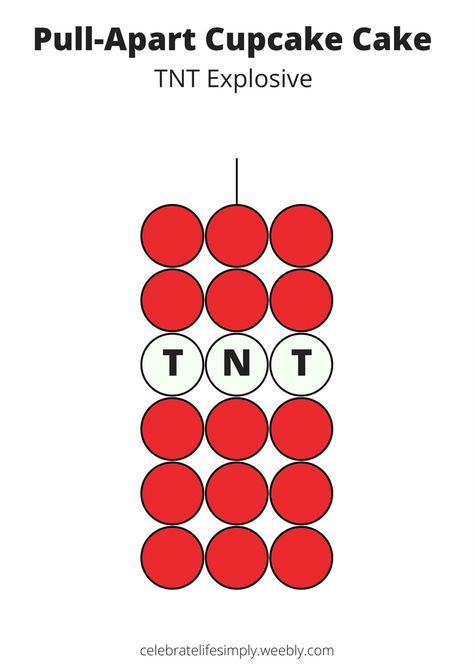 TNTPull-Apart Cupcake Cake Template | Over 200 Cupcake Cake Templates perfect for all your party needs! Cupcakes Templates, Easter Desserts Cake, Cupcake Template, Pull Apart Cupcake, Minecraft Cupcakes, Pull Apart Cupcake Cake, Pull Apart Cake, Icing Techniques, Pull Apart Cupcakes