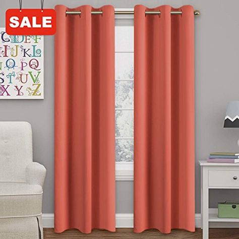 Colored Curtains, Coral Curtains, Coral Nursery, Blackout Window Treatments, Orange Curtains, Living Room Curtains, Nursery Curtains, Insulated Curtains, Room Curtains