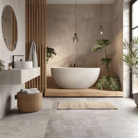 Mastering the Art of Minimalist Color Schemes: Insider Secrets You Need to Know Warm Tone Bathroom Ideas, Neutral Aesthetic Bathroom, Warm Minimalist Bathroom, Mixed Flooring Ideas Wood And Tile, Gray And Wood Bathroom, Master Restroom Ideas, Beige Modern Bathroom, Faux Wood Tile Bathroom, Wood Tone Bathroom