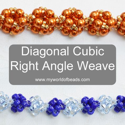 Diagonal Cubic Right Angle Weave (CRAW) – Complete Guide Right Angle Weave Tutorial, Free Online Classes, Hand Images, Right Angle Weave, Seed Beading, Beading Techniques, Beaded Rope, Bead Stitching, Beading Projects