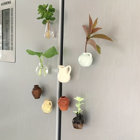 Personalize Your Kitchen with DIY Clay Fridge Magnets Office Refrigerator, Refrigerator Decoration, Plant Pot Diy, Paper Flower Art, Clay Magnets, Kitchen Magnet, Clay Vase, Mini Vase, Ceramic Pots