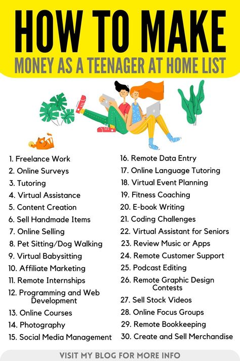 How to Make Money as a Teenager at Home List Online Typing Jobs, Podcast Editing, Surveys For Money, Typing Jobs, Literacy Lessons, Jobs For Teens, Student Jobs, Kids Money, Skills To Learn