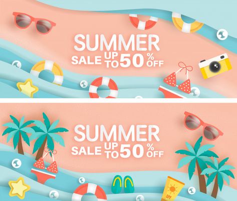 Summer Poster Design, Kids Branding Design, Kids Banner, Summer Sale Banner, Custom T Shirts Design, Banner Design Inspiration, Desain Buklet, Summer Marketing, Summer Banner