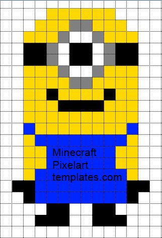 Minecraft Pixel Art Templates Minecraft Pixel Art Templates, Minion Crochet Patterns, Post It Art, Minion Pattern, Pixel Art Minecraft, Image Pixel Art, Minion 2, Amigurumi Giraffe, Modele Pixel Art