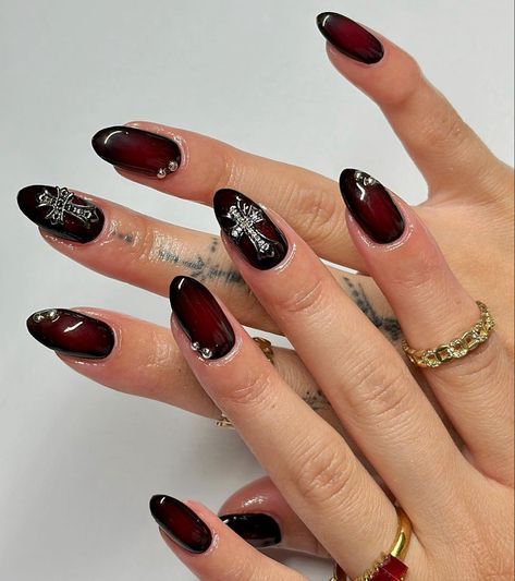 Goth Nail Art, Vampy Nails, Vampire Nails, Punk Nails, Black Acrylic Nails, Gothic Nails, Edgy Nails, Goth Nails, Grunge Nails