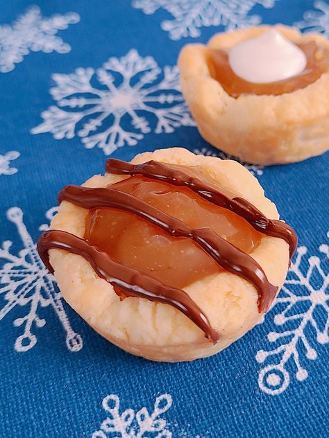 Caramel Tassies Caramel Tassies, Tassies Recipe, Ginger Spice Cookies, Caramel Sticky Buns, Peppermint Meringues, Mocha Cookies, Christmas Shortbread, Pinwheel Cookies, Tried And True Recipes