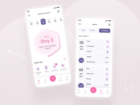 Period Tacker App by Nasir Uddin Health Tracker App, Period Apps, Period Tracker App, Health App Design, App Design Layout, Agency Design, Period Tracker, Company Design, App Interface Design