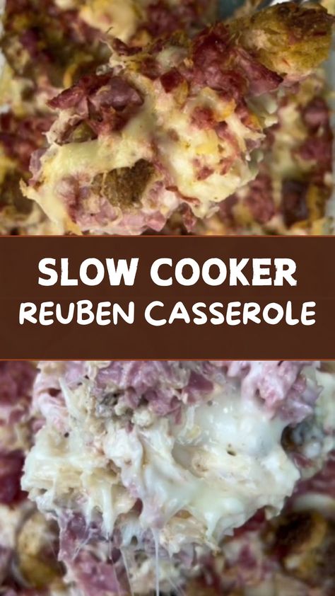 Reuben Casserole Slow Cooker Crockpot Reuben Casserole, Reuben Crockpot, Corned Beef And Sauerkraut Recipes Slow Cooker, Casserole Slow Cooker, Corned Beef Recipes Slow Cooker, Reuben Sandwich Classic, Reuben Casserole, Homemade Green Bean Casserole, Slow Cooker Casserole