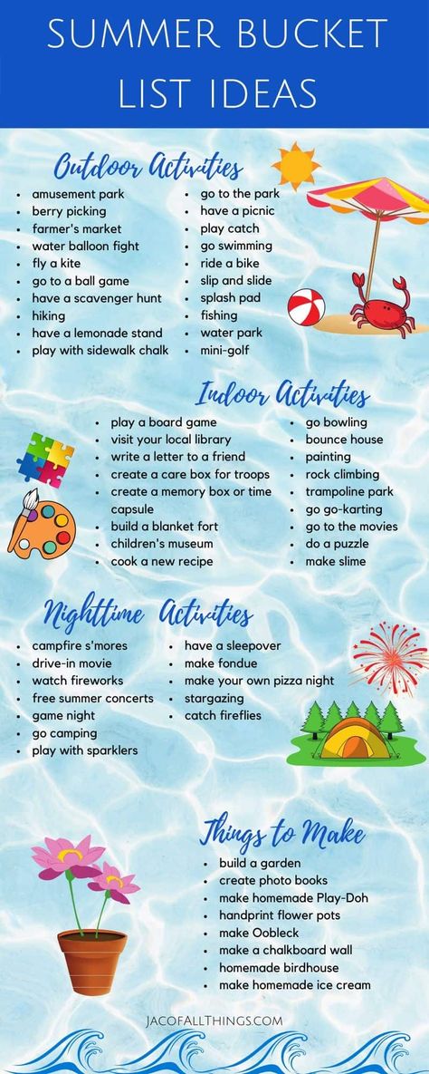 Bucket Template, Summer Bucket List Template, Summer Bucket List For Kids, Bucket List Template, Uppfostra Barn, Kids Summer Bucket List, Summer Schedule, Summer Fun For Kids, Summer Fun List