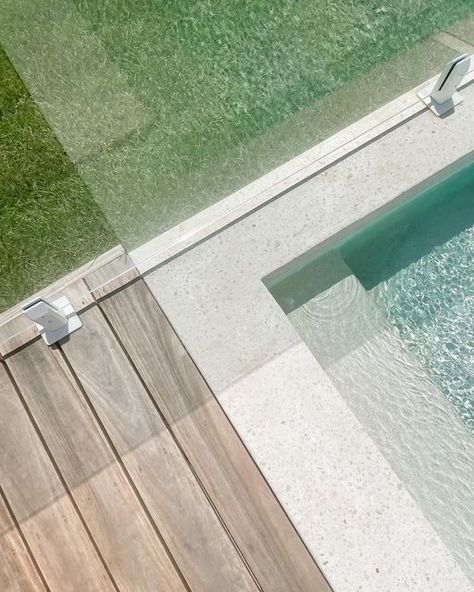 Stone Around Pool, Pool Fencing Landscaping, Bali Pool, Waterline Pool Tile, Cement Pools, Decks Around Pools, Lounge Pool, Pool Paving, Pool Resurfacing