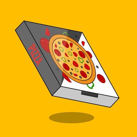 Pizza Box Green Screen Gacha, Pizza Box Drawing, Freepik Illustration, Order Illustration, Pizza Box Design, Pizza Cartoon, Pizza Drawing, Tasty Pizza, Card Inspo