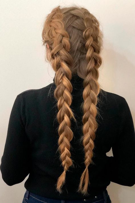 Loose Double Dutch Braids, Brunette Dutch Braids, Chunky Dutch Braid, Ginger Dutch Braids, Single Dutch Braid Hairstyles, Loose Dutch Braids Two, Boho Dutch Braids, Messy Dutch Braids Tutorial, Fluffy Dutch Braids