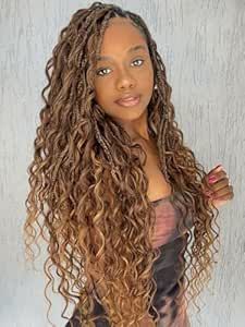 18 Inch 7 Packs Boho Box Braids Crochet Hair for women Goddess Box Braids with Curly Ends Bohemian Crochet Braids Synthetic Braiding Hair Extensions, M33/30/27 Blonde Braiding Hair, Braids With Curly Ends, Box Braids Crochet, Goddess Box Braids, Synthetic Braiding Hair, Braiding Hair Extensions, Curly Braids, Bohemian Braids, Bob Braids