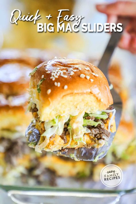 Easy sliders that taste exactly like a Big Mac! These Big Mac sliders are a total crowd pleaser, perfect for game days and parties. These Big Mac Sliders feature Hawaiian rolls with juicy ground beef inside, smothered with special sauce, melted cheese, pickles, and onions. This Big Mac Sliders recipe is one that’s requested again and again - they’re that good! Big Mac Mini Sliders, Cheeseburger Sliders With Onion Soup, Hawaiian Roll Ground Beef Sliders, Ground Hamburger Sliders, Hamburg Sliders Hawaiian Rolls, Bigmac Cheeseburger Sliders, Best Sliders Ever, Hawaiian Hamburger Sliders, Hamburger Sliders Recipes Hawaiian Rolls