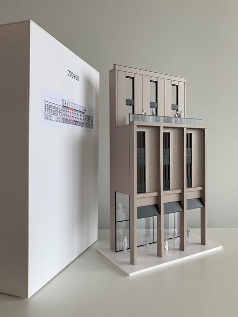 Scale model of Hotel facade for Architectural contest on Behance Room Model Architecture, Facade Model, Mazda Roadster, Hotel Facade, Architectural Scale, Cardboard Model, Stone Facade, Narrow House, Hotel Architecture