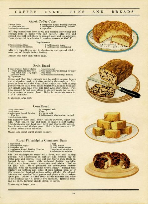 Fruit Bread, Old Design, Vintage Cooking, Monkey Bread, Printable Vintage, Retro Recipes, Vintage Cookbooks, Cinnamon Buns, Old Recipes