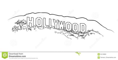 Hill Landscape, Palm Tree Drawing, View Illustration, Landscape View, Hollywood Sign, Skyline View, Photography Illustration, Hollywood Hills, Tree Drawing