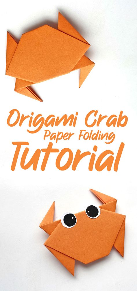 Paper Net Craft, Fun Easy Origami, Origami Crab Tutorial, Super Easy Origami, Animal Origami Easy, Fish Origami Easy, Crab Origami, Paper Crab Craft, Origami Sea Animals