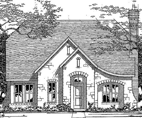 Tudor Style House Plans, Storybook Cottage House Plans, European Style House Plans, European Exterior, Tudor Cottage, European Cottage, Retirement House, Elevation Plan, Cottage Floor Plans