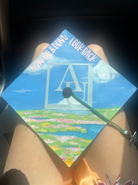 Studio Ghibli Promposal, Grad Cap Studio Ghibli, Painted Graduation Cap Ideas, Totoro Graduation Cap, Graduation Cap Designs Studio Ghibli, Jjk Graduation Cap, Howls Moving Castle Field, Howls Moving Castle Grad Cap, Grad Cap Aesthetic