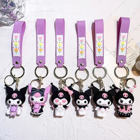 Sanrio Kuromi Keychain #halloween #keychain Purple Princess Dress, Keychains Anime, Key Chain For Men, Hello Kitty Cinnamoroll, Keychain Cute, Anime Accessories, Sanrio Kuromi, Ring Crafts, Car Keychain