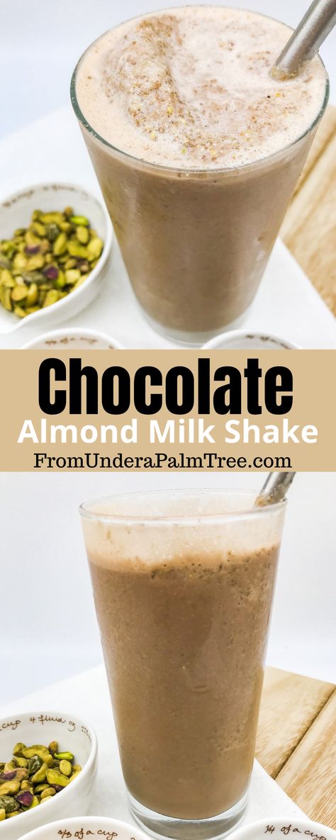 Chocolate Almond Milk Shake < From Under a Palm Tree Milkshake With Almond Milk, Almond Milk Milkshake, Almond Milk Shake, Almond Milk Drinks, Chocolate Frozen Yogurt, Chocolate Almond Milk, Vanilla Frozen Yogurt, Chocolate Protein Shakes, Chocolate Shake