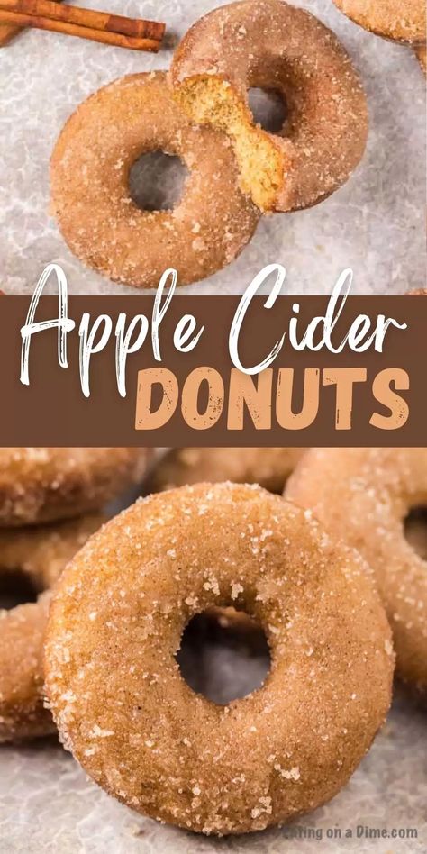 Apple cider donut recipe - easy baked apple cider donuts Donuts Recipe Fried, Donut Pan Recipe, Apple Cider Doughnut Recipe, Princess Recipes, Donut Maker Recipes, Yummy Fall Desserts, Mini Donut Recipes, Autumn Foods, Cider Donuts Recipe