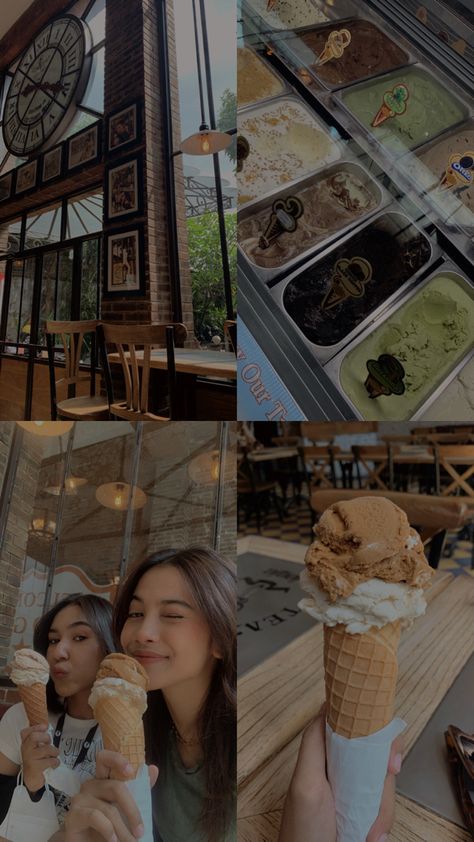 Gelato Instagram Story, Ice Cream Date Aesthetic, Date With Bestie, Gelato Aesthetic, Es Cream, Ice Cream Date, Museum Ideas, Insta Layout, Instagram Picture Quotes