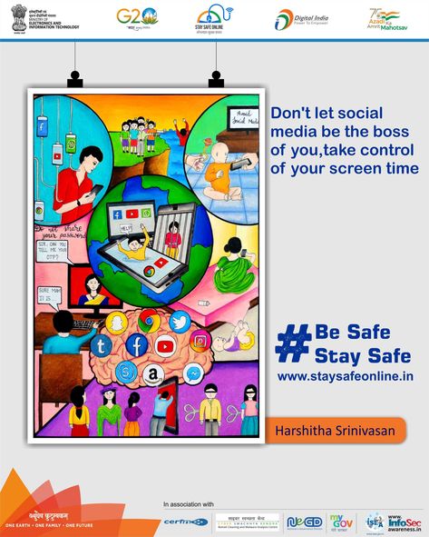 Safer Internet Day Posters, Cybercrime Poster Drawing, Media And Information Literacy Poster, Cybercrime Poster, Poster Making About Technology, G20 Poster Drawing, Social Media Poster Drawing, Anti Ragging, Posters Drawing