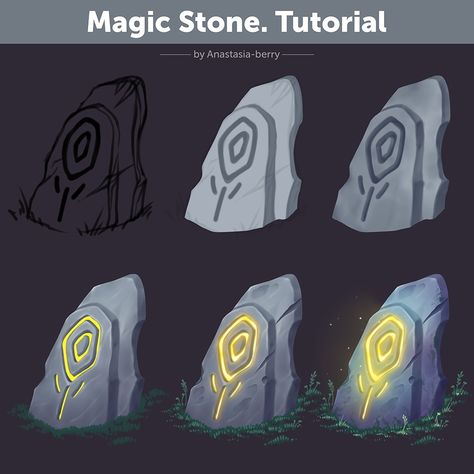 Magic Stone. Tutorial | Patreon Drawing Cartoon Faces, Illustrator Design Tutorial, Speed Painting, Magic Stones, Sketches Tutorial, Digital Painting Tutorials, Cartoon Faces, Game Character Design, Game Inspiration