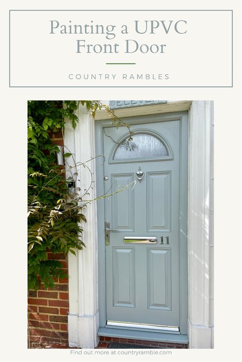 Light Blue Doors Front Entrance, Pastel Blue Front Door, Frenchic Paint Front Door, Painted Upvc Front Door, Front Door Renovation, Pvc Front Door, Painted Upvc Door, Pvc Front Doors, Upvc Porches