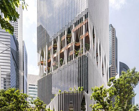 wallflower wraps house in singapore in a bamboo veil of operable screens Shade Tolerant Plants, Shigeru Ban, Sustainable Transport, Bjarke Ingels, Architectural Competition, Norman Foster, Rooftop Restaurant, Sky Garden, Financial District