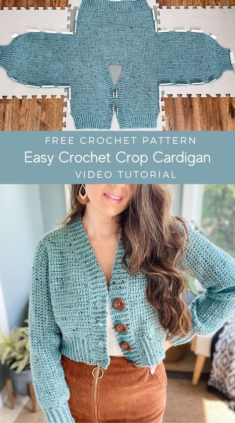 The Lakeside Crochet Cardigan free crochet pattern is an easy crochet crop cardigan pattern worked in one piece with a simple stitch pattern. The crochet cardigan can easily be modified to any length, and the pattern works up quickly with limited seaming. Customize the pattern to a longer length with pockets and belt/ Crochet Cardigan Free, Cardigan Au Crochet, Crochet Cardigan Pattern Free, Gilet Crochet, Crochet Sweater Pattern Free, Mode Crochet, Crochet Vest Pattern, Pola Amigurumi, Crochet Clothes For Women