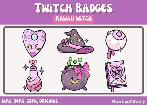 Kawaii Witch, Twitch Streaming Setup, Twitch Badges, Badge Icon, Kawaii Pastel Goth, Witch Art, Creepy Cute, Cute Kawaii, Art Reference Photos