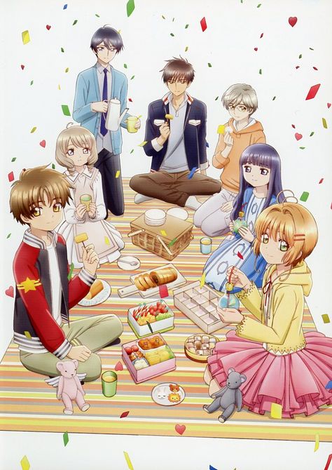 From Cardcaptor Sakura Clear Card Blu ray Vol. 8 UPC 4548967370270. On the cover are Syaoran Li, Akiho Shinomoto, Yuna D. Kaido, Tōya Kinomoto, Tsukishiro Yuki, Tomoyo Daidouji and Sakura Kinomoto. Without slipcover Cardcaptor Sakura Clear Card, Clow Cards, Sakura Card Captor, Sakura Art, Tsubasa Reservoir Chronicles, Tous Les Anime, Sakura Kinomoto, Tsubasa Chronicles, Clear Card