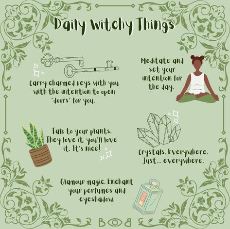 Not all witchy things need to be complicated!!! It can be something as simple as any of these <3 Simple Witchcraft Rituals, Daily Witchy Things, Witchy Habits, Witchy Posters, Witchy Meditation, Witchy Self Care, Witchy Activities, Simple Witchcraft, Witchy Healing