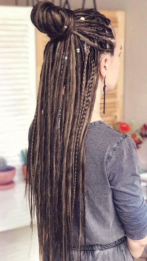 Dreadlocks And Braids, Dreads Vs Locs, Braids And Dreads Mixed, Braided Dreads For Women, Bob Dreads, Partial Dreads Placement, Braid In Dreads, Micro Dreadlocks, Dreadlocks Woman