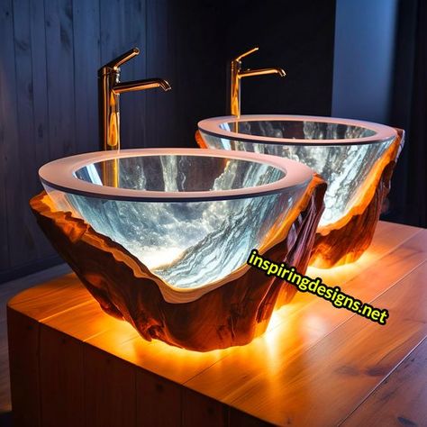 These Bath Counters Made from Wood, Crystal, and Epoxy are Redefining Bathroom Luxury – Inspiring Designs Seni Resin, Green Tile Bathroom, Eclectic Bathroom, Resin Furniture, Maximalist Decor, Bathroom Wall Tile, Modern Bathroom Decor, Dressing Room Design, Elegant Bathroom