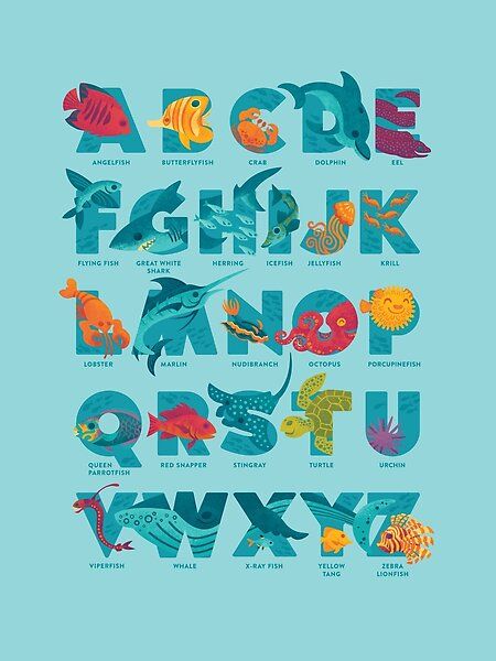 Under The Sea Alphabet Letters, Ocean Typography, Basic Typography, Sea Alphabet, Ocean Font, Jungle Alphabet, Fish Alphabet, Ocean Alphabet, Font Idea