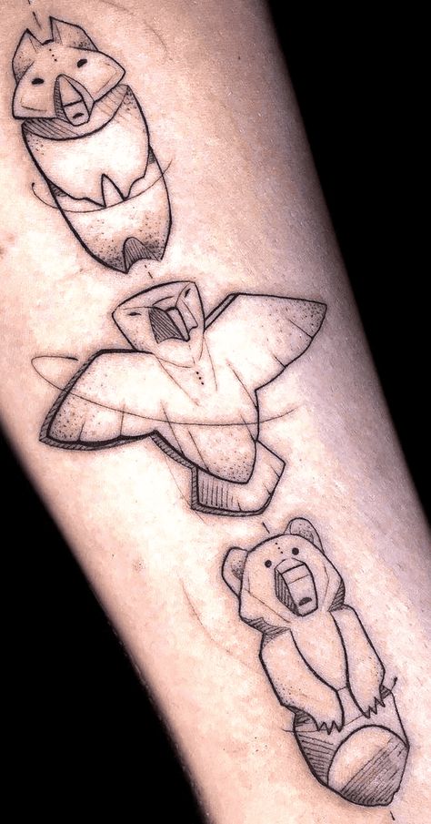 Brother Bear Tattoo Design Images (Brother Bear Ink Design Ideas) Brotherbear Disney Tattoo, Two Bear Tattoo, Brother Bear Totem Drawing, Brother Bear Totem Tattoo, Tattoo Idea For Brother, 3 Bears Tattoo, Cute Bear Tattoo Simple, Tattoos For 3 Brothers, We Bear Bears Tattoo