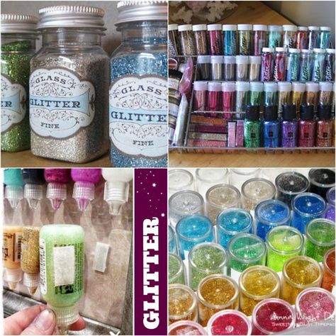 Glitter Organization, Glitter Storage, Basement Craft Rooms, Craft Storage Ideas, Glitter Room, Craft Closet Organization, Craft Storage Solutions, Ribbon Paper, Craft Supply Storage