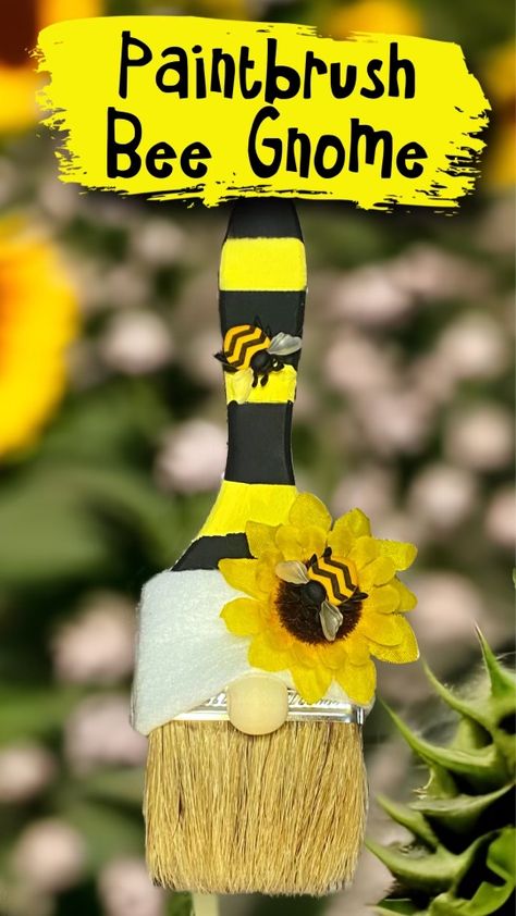 Bee gnome tutorial Bumble Bee Decorations, Bumble Bee Craft, Bee Hive Craft, Diy Bee, Gnome Diy, Bee Gnome, Summertime Crafts, Sunflower Crafts, Dollar Store Christmas Crafts