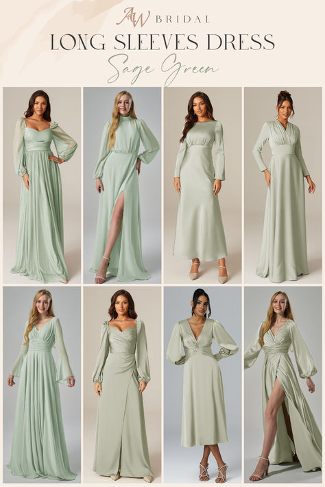 Shop AW's best bridesmaid dresses in 600 styles & 50 colors, plus size available. Starting at $79 & free custom sizing, find your dream bridesmaid dresses! #BridesmaidDresses #SageGreen Sleeves Bridesmaid Dresses, Green Spring Wedding, Best Bridesmaid Dresses, Long Sleeve Bridesmaid Dress, Green Themed Wedding, Emerald Green Weddings, Dusty Sage, Sage Green Wedding, Green Bridesmaid