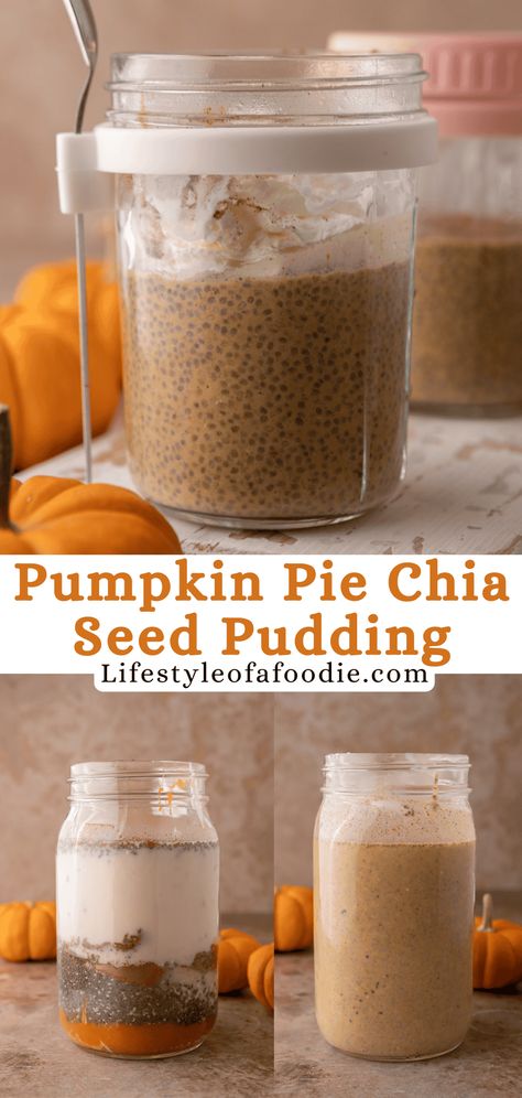 This Pumpkin Pie Spice Chia Seed Pudding Recipe is one of the best ways to enjoy fall flavors with a nourishing breakfast every morning. Pumpkin Pie Chia Pudding Recipes, Pumpkin Chia Pudding Recipes, Fall Chia Pudding Recipes, Chia Seed Pudding With Water, Pumpkin Pie Chia Seed Pudding, Big Batch Chia Seed Pudding, Chia Seed Pudding Flavors, Chai Chia Pudding, Low Calorie Chia Seed Recipes