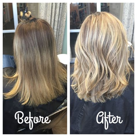 Blonde highlights hair before and after Blonde Highlights On Dirty Blonde, Highlights On Dirty Blonde Hair, Dirty Blonde Hair With Highlights, Golden Highlights Brown Hair, Blonde Highlights Hair, Highlights Brown Hair Balayage, Elizabeth Gutierrez, Medium Length Brown Hair, Babylights Hair