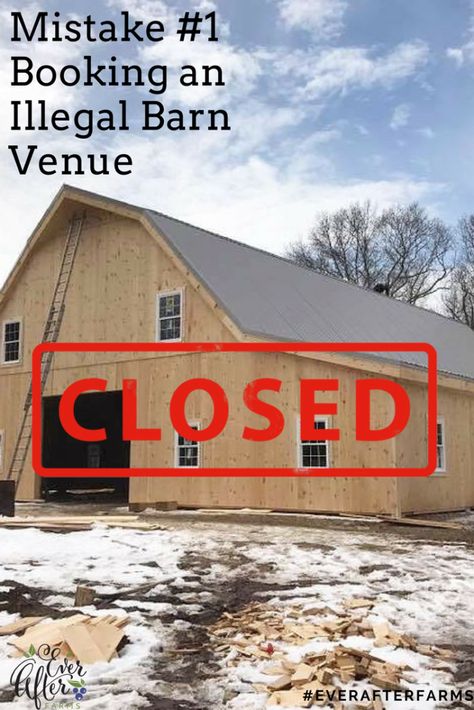 7 Mistakes Couples Make When Choosing a Wedding Barn | Ever After Farms Barn Venue Floor Plans, Pole Barn Wedding Reception, Pole Barn Wedding Venues, Wedding Barn Venue Ideas, Pole Barn Wedding, Barn Venue Ideas, Barn Wedding Venue Ideas, Barn Event Space, Barn Landscaping